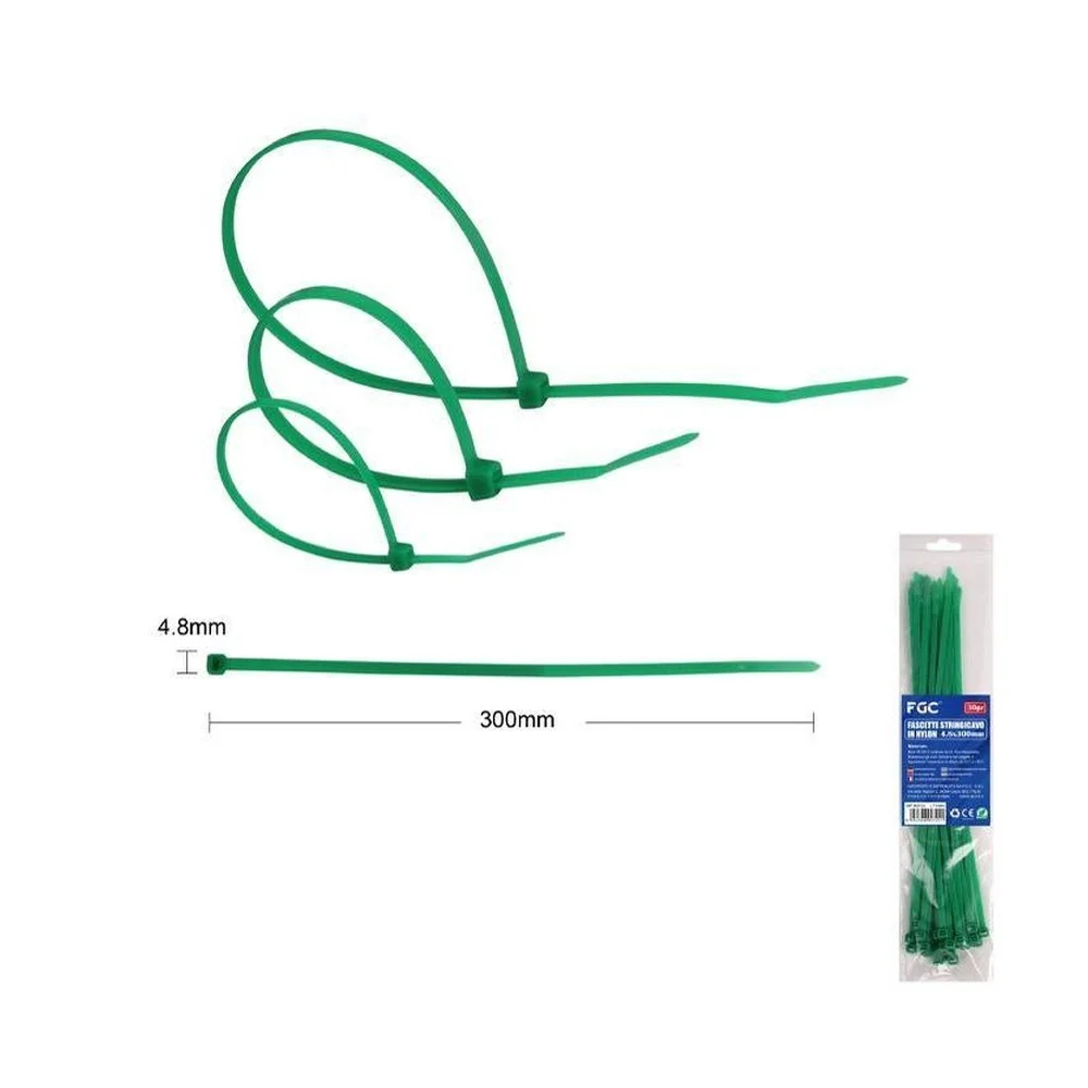 Hq - Fascette Stringicavo Nylon Verdi 48x300Mm