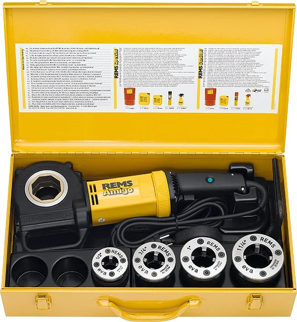 Filiera Elettrica Rems AMIGO 1200 W Con Bussole Cambio Rapido Cassetta Metallica da 1/2 1"1/4