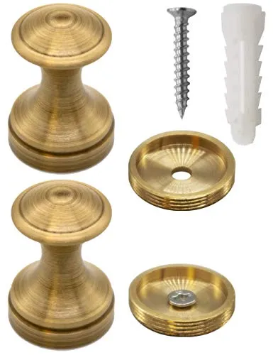 FUXXER® - 2 ganci da parete ottone, design classico, ferro bronzo, 39 x 27 mm, set da 2 pezzi