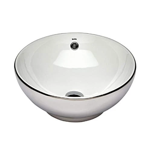 Lavabo da appoggio rotondo, collezione Bowl, 41 x 41 x 17 cm, colore: argento e bianco (rif. 1004154) Gala