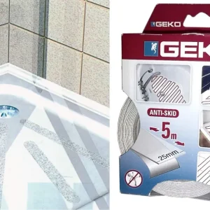 GEKO NASTRO NASTRI ANTISDRUCCIOLO TRASPARENTE PER BAGNI MM.25x5MT