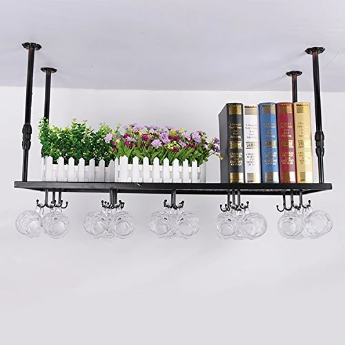 GJSN Cremagliera per Vino, Ferro Battuto Black/Bronze Hanging Hanging Hanger Retrattile Facile da Installare Forte Capacit...