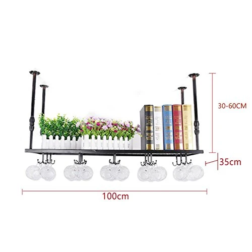 GJSN Cremagliera per Vino, Ferro Battuto Black/Bronze Hanging Hanging Hanger Retrattile Facile da Installare Forte Capacit...