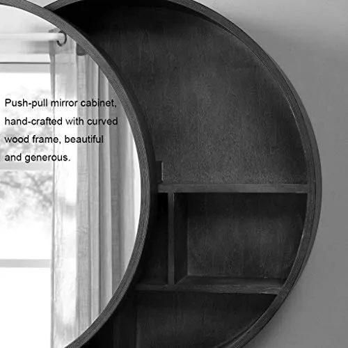 GJSN Nordic Style Modern Home Cabinetto per il Bagno, Armadi Specchio Bagno Specchio Legno Massello con Scaffale Trucco Pa...