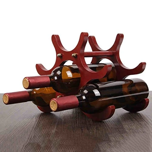 GJSN Portabocchiaia, Desktop Rosso Scuro Semplice e Resistente Posto Solido e Stabile 6 Bottiglie Di Vino Decorazione Crea...