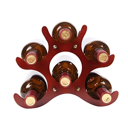 GJSN Portabocchiaia, Desktop Rosso Scuro Semplice e Resistente Posto Solido e Stabile 6 Bottiglie Di Vino Decorazione Crea...