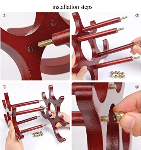GJSN Portabocchiaia, Desktop Rosso Scuro Semplice e Resistente Posto Solido e Stabile 6 Bottiglie Di Vino Decorazione Crea...