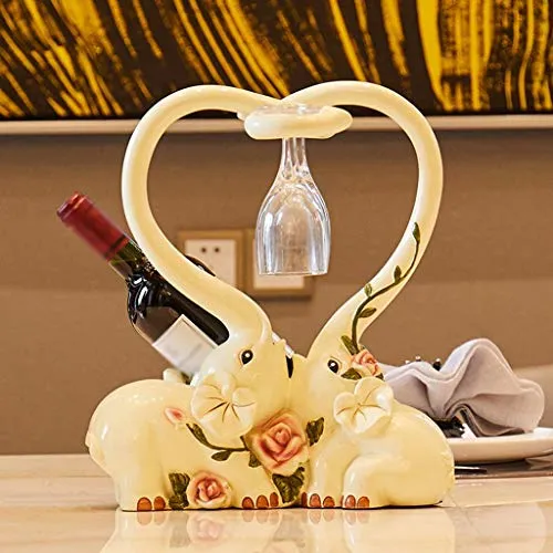 GJSN Scaffale per Vino, Artigianato Creativo, Può Ospitare 1 Bottiglia Di Vino Rosso e 2 Tazze, Rack Di Vino Di Modo, Dime...