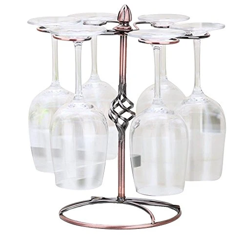 GJSN Scaffale per Vino, Placcatura Ferro Bronzo -6 Tazza/Argento -2 Tazze Home European Creativo Coppa Del Vino Rosso Dime...