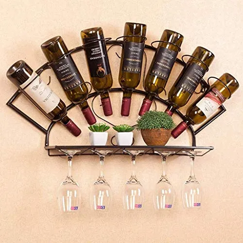 Semplicità Creativa Portabottiglie da Parete, Portabottiglie per Calici per Bottiglie Di Settore - Contiene 7 Bottiglie Di...