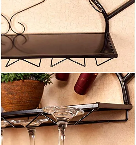Semplicità Creativa Portabottiglie da Parete, Portabottiglie per Calici per Bottiglie Di Settore - Contiene 7 Bottiglie Di...