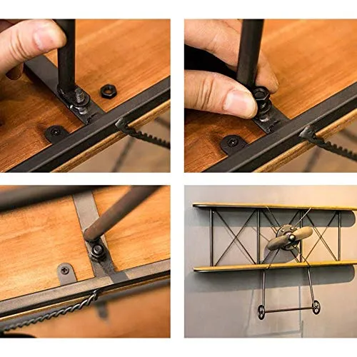 Semplicità Elegante Scaffale Muro Scaffalature Sospese Scaffali Ferro Retrò Arte Aeromobili Legno Massello Semplice Rispar...