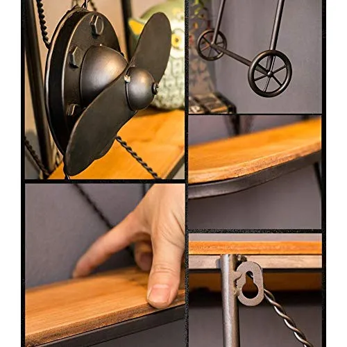 Semplicità Elegante Scaffale Muro Scaffalature Sospese Scaffali Ferro Retrò Arte Aeromobili Legno Massello Semplice Rispar...