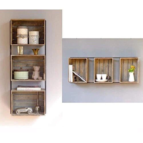Semplicità Elegante Scaffale Muro Scaffalature Sospese Scaffali Rettangolari Legno Stile Americano Armadietto per Riordina...