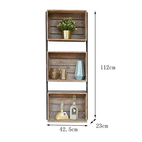Semplicità Elegante Scaffale Muro Scaffalature Sospese Scaffali Rettangolari Legno Stile Americano Armadietto per Riordina...