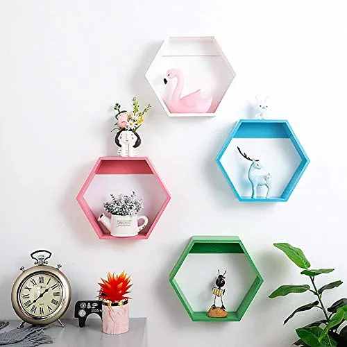 Semplicità Elegante Scaffale Muro Scaffalature Sospese Griglia Legno Collezione Semplice Hexagon Espositore Ripostiglio Ca...