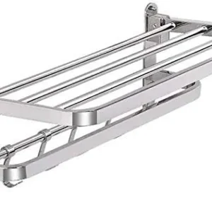 Asciugamano Rack Bagno Mensola per i Vestiti e Gli Asciugamani da Bagno Montaio Parete Bagno Pieghevole D'Argento,80 cm HJYP