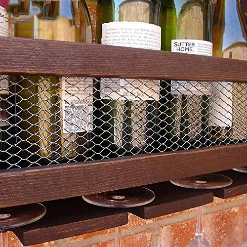 HLL Portabici da Vino, Impianti Di Legno Legno Massello Appendiabiti ad Alta Portata Vetro Ricreatore Di Vino Retrò Indust...