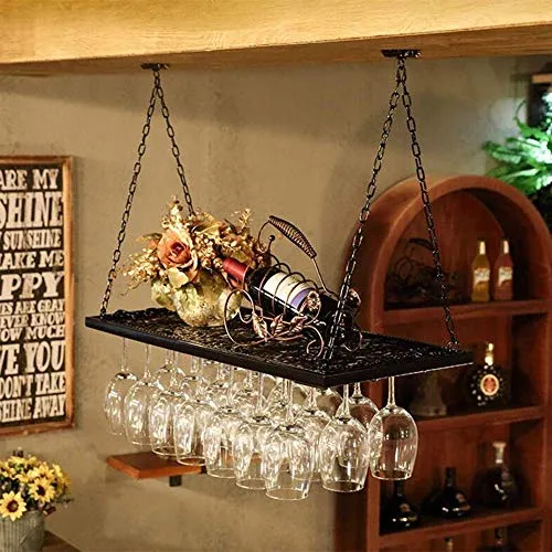 HLL Portabici da Vino, Supporto per Bottiglie Di Vino Appeso Montaggio Ferro Di Metallo Ferro Di Vino Rack Di Vetro Goblet...