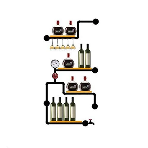 HLL Scaffale per Vino, Scatola da Stoccaggio Multifunzione Blocco Scaffale 4 Tier Parete Muro Tubo per Acqua Sfondo Fai da...