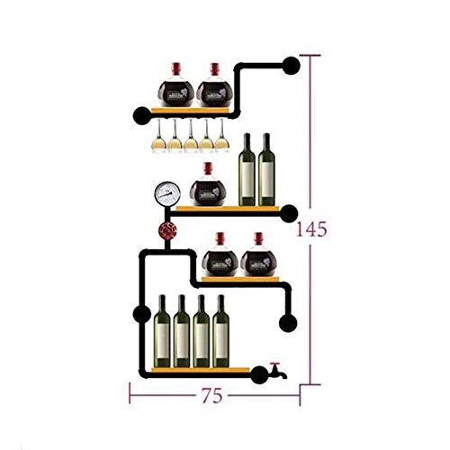 HLL Scaffale per Vino, Scatola da Stoccaggio Multifunzione Blocco Scaffale 4 Tier Parete Muro Tubo per Acqua Sfondo Fai da...