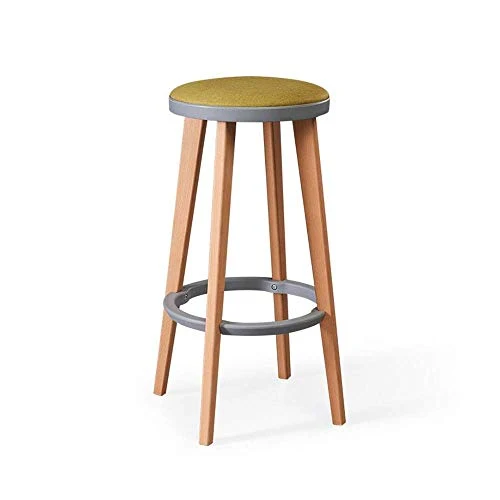 HLL Sgabelli, Nordic Fashion High Kitchen Colazione Sgabello per la Colazione Legno Massello Pu Cuscino Staccabile Pedalo...