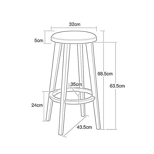 HLL Sgabelli, Nordic Fashion High Kitchen Colazione Sgabello per la Colazione Legno Massello Pu Cuscino Staccabile Pedalo...