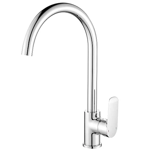 Hoomtaook Miscelatore Cucina Lavandino Rubinetto Cucina Leva Singola Ruotabile di 360 ° Ottone Cromato Rubinetto Dell'Acqu...