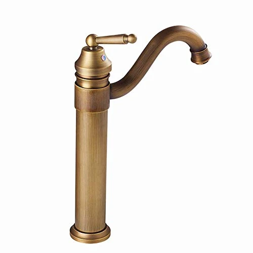 HYY-YY - Rubinetto antico per lavabo con miscelatore rotante ottone massiccio monovasca, lavabo, lavandino con tubi caldi...
