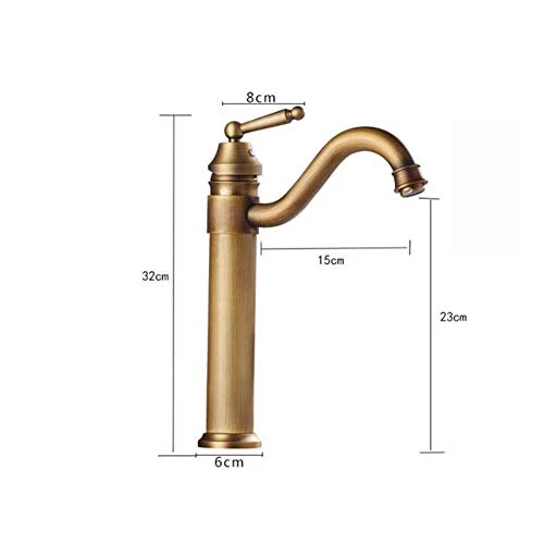 HYY-YY - Rubinetto antico per lavabo con miscelatore rotante ottone massiccio monovasca, lavabo, lavandino con tubi caldi...