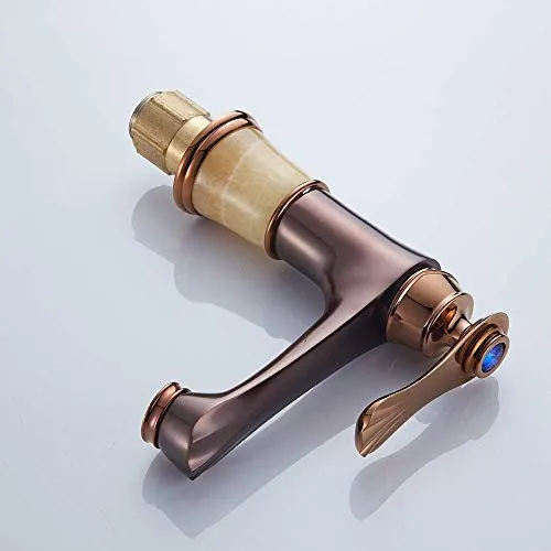 HYY-YY - Rubinetto per lavabo da bagno, giada, rame, girevole, colore: oro rosa