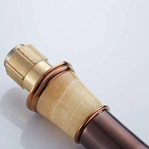 HYY-YY - Rubinetto per lavabo da bagno, giada, rame, girevole, colore: oro rosa
