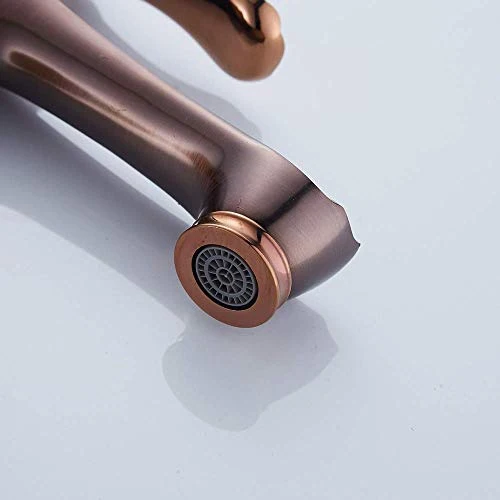 HYY-YY - Rubinetto per lavabo da bagno, giada, rame, girevole, colore: oro rosa
