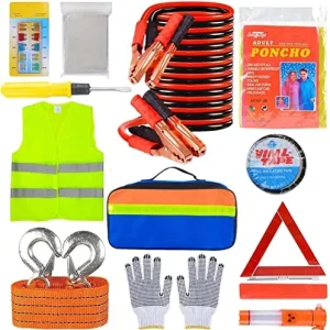 KAHEIGN 12 1 Emergenza Kit per Auto, Strumenti di Sicurezza Automatica Guasto Auto Kit Incluso Segnalazione Triangolo, Gil...
