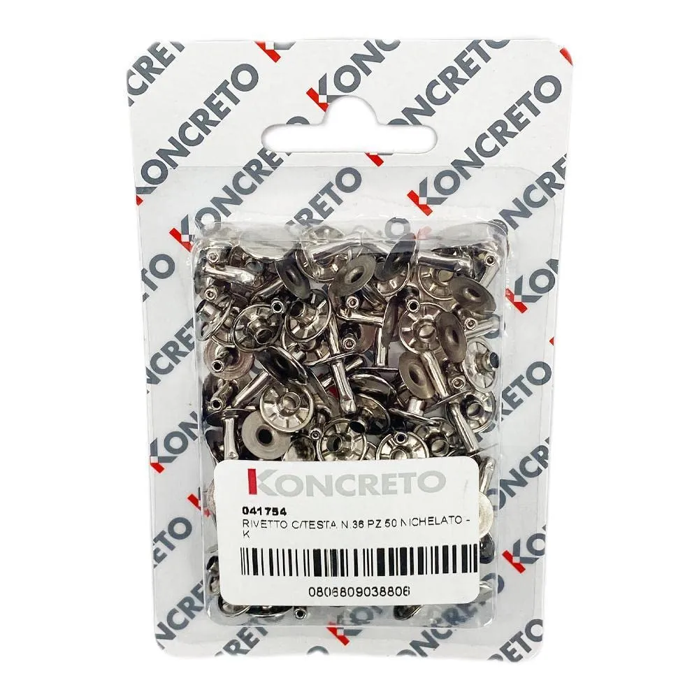 Koncreto Rivetto Nichelato Con Testa Maschio/Femmina N.36 Pz 50 Blister.