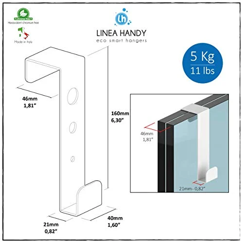 Set 2 pezzi portasciugamano per box doccia – gancio appendi asciugamano alluminio - grigio LH