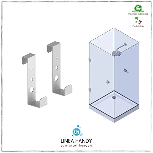Set 2 pezzi portasciugamano per box doccia – gancio appendi asciugamano alluminio - grigio LH
