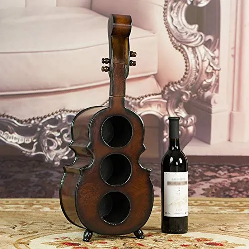 LYLSXY Portabici per Vino, Legno Creativo Ornamenti Personalizzati Impermeabile Retrò Violino Legno Hotel Oggetti Di Punta...