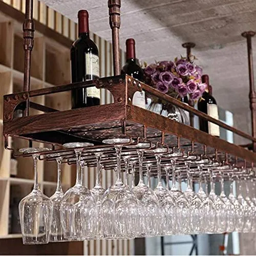 LYLSXY Portabici Di Vino, Bicchiere Di Vino Sospensione Sospensione Holder Goblet Holder Bar Contatore Sottosopra,Bronzo-8...