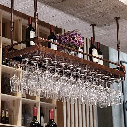LYLSXY Portabici Di Vino, Bicchiere Di Vino Sospensione Sospensione Holder Goblet Holder Bar Contatore Sottosopra,Bronzo-8...