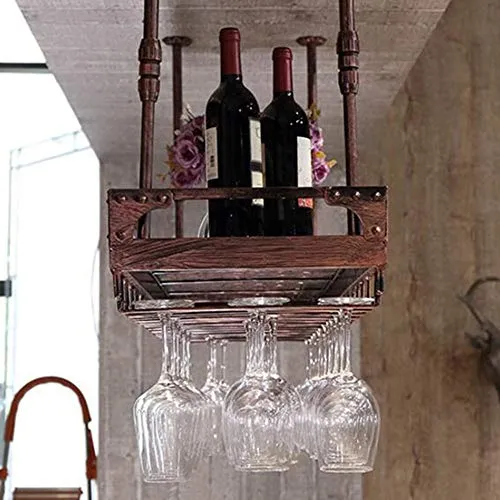 LYLSXY Portabici Di Vino, Bicchiere Di Vino Sospensione Sospensione Holder Goblet Holder Bar Contatore Sottosopra,Bronzo-8...