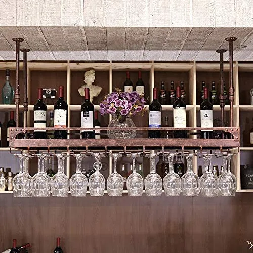 LYLSXY Portabici Di Vino, Bicchiere Di Vino Sospensione Sospensione Holder Goblet Holder Bar Contatore Sottosopra,Bronzo-8...