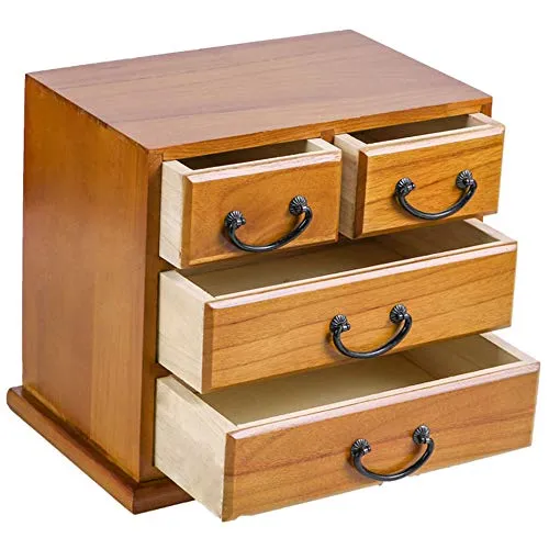 LYNN Contenitore Legno Massello Camera da Letto Retro Multistrato Del Desktop Armadietto Semplice Pratico Gioielli Armadie...