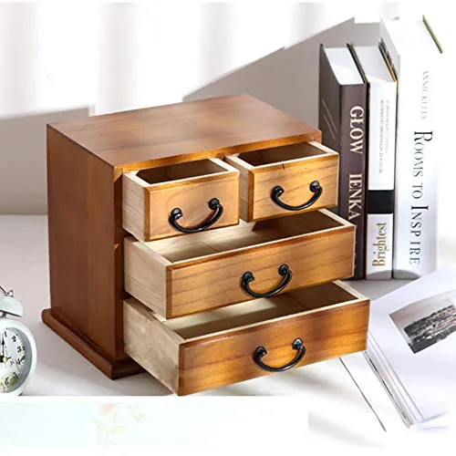 LYNN Contenitore Legno Massello Camera da Letto Retro Multistrato Del Desktop Armadietto Semplice Pratico Gioielli Armadie...