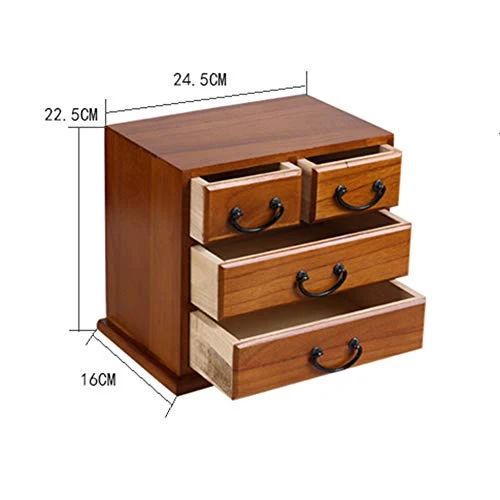 LYNN Contenitore Legno Massello Camera da Letto Retro Multistrato Del Desktop Armadietto Semplice Pratico Gioielli Armadie...