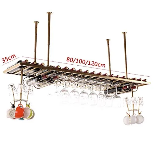 MQJ Scaffale per Vino, Bar, Ristorante, Portabicchiere per Vino, Casa Home Hampware Stemware Decorazione Del Soffitto Deco...