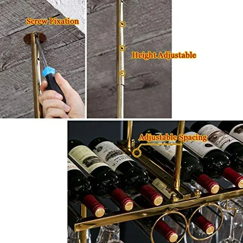 MQJ Scaffale per Vino, Bar, Ristorante, Portabicchiere per Vino, Casa Home Hampware Stemware Decorazione Del Soffitto Deco...