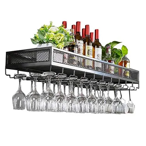 MQJ Scaffale per Vino, Bar, Ristorante, Appeso, Portabicchieri Di Vino, Metal Iron Vino Glass Glack Rack Goblet Stemware R...