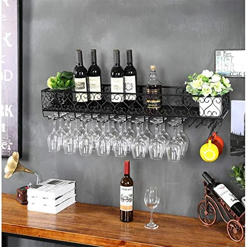 MQJ Scaffale per Vino, Bar, Ristorante, Appeso, Portabicchieri Di Vino, Metal Iron Vino Glass Glack Rack Goblet Stemware R...