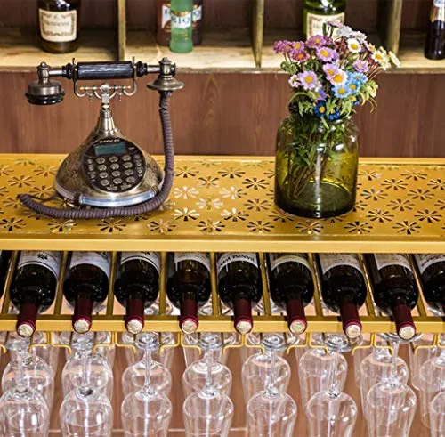 MQJ Scaffale per Vino, Bar, Ristorante, Appeso, Portabicchiere per Vino, Portabicchieri per Vino Metallo Scaffale per Stoc...